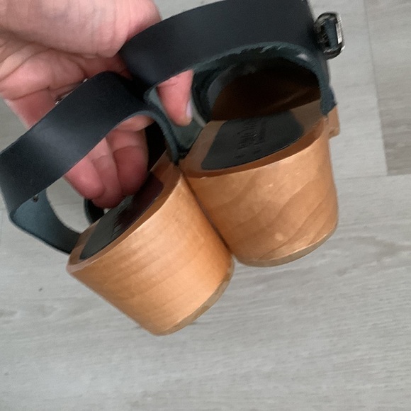 BJORK Mila Swedish comfort Wood Clog Sandals Sz 37 two tones wedges boho leather - Picture 4 of 10